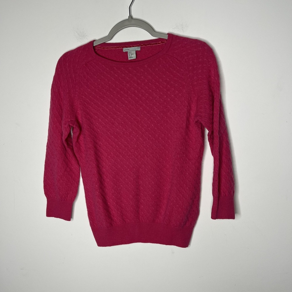 H&M Sweater Womens Medium Pink 100%‎ Cashmere Crewneck Textured Knit Pullover